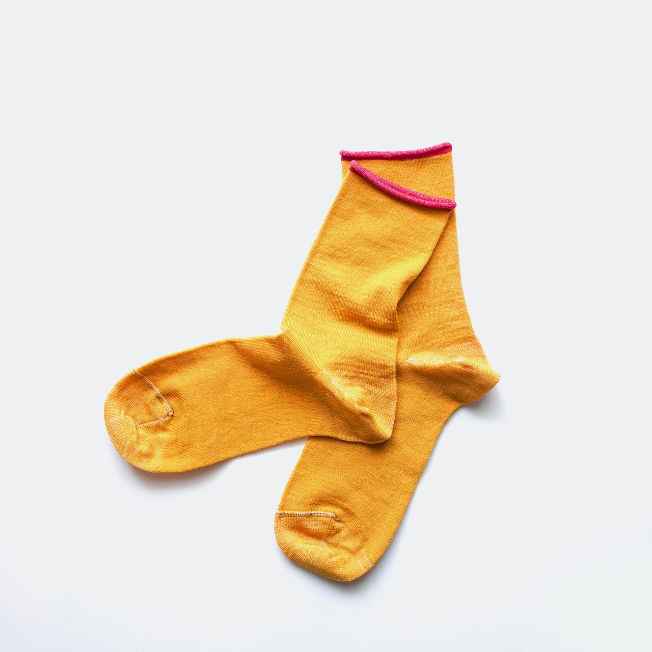 flat socks SIMPLE（dark yellow） FEEL MY FOOT STEPS ウールソックス フィンランド製