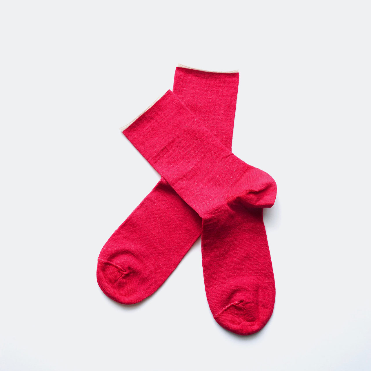 flat socks SIMPLE（bright red）FEEL MY FOOT STEPS ウールソックス フィンランド製