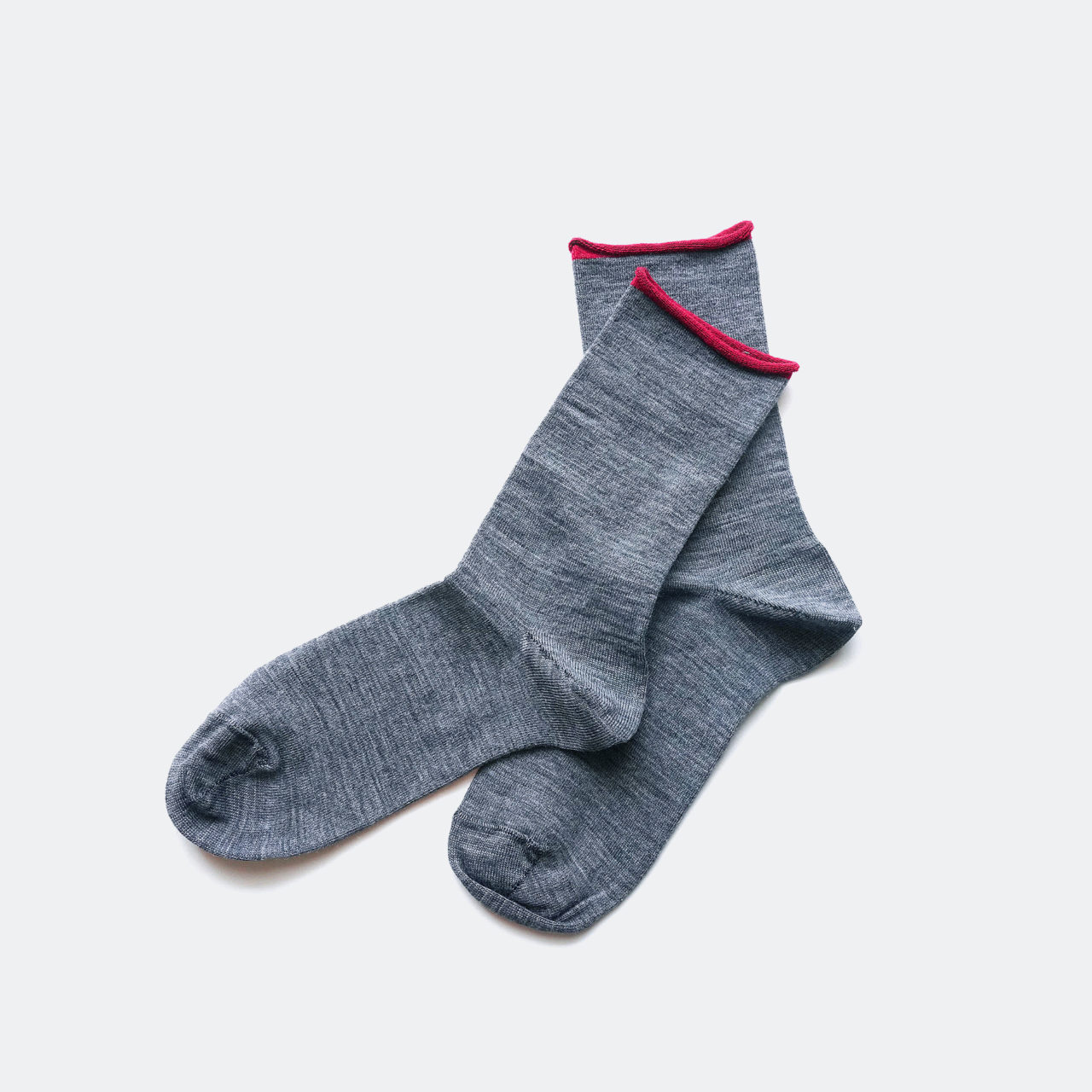 flat socks SIMPLE（melange grey）FEEL MY FOOT STEPS ウールソックス フィンランド製