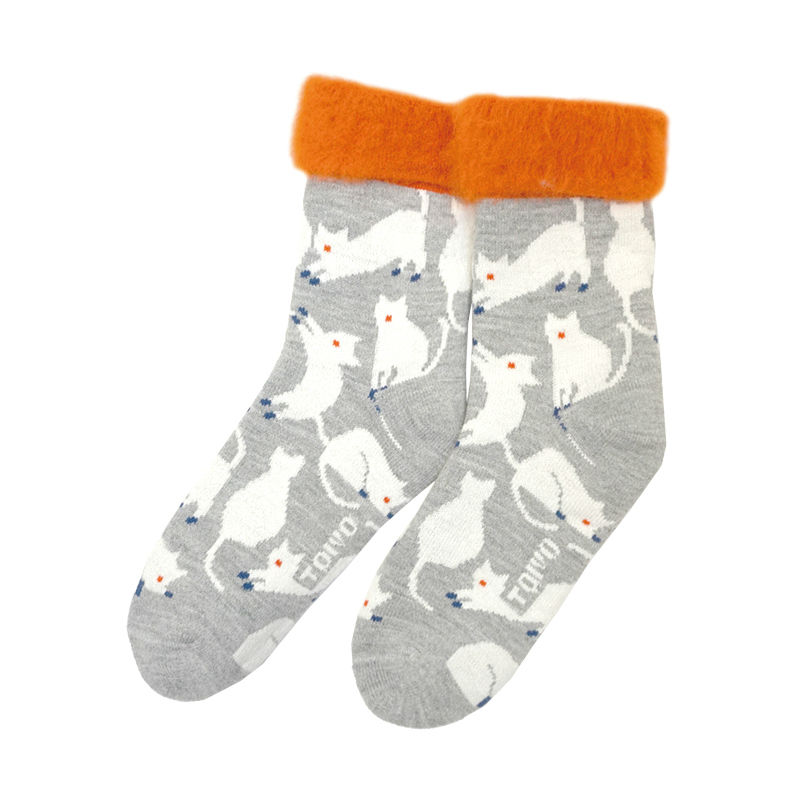 FROM F（TOIVOフィンランド製モコモコソックス）kotikissa 家ネコ light grey ※2022年より名称がTOIVOからFROM Fに変わりました。