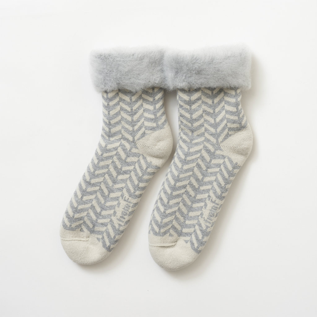 FROM F フィンランド製もこもこソックス herringbone ライトベージュ